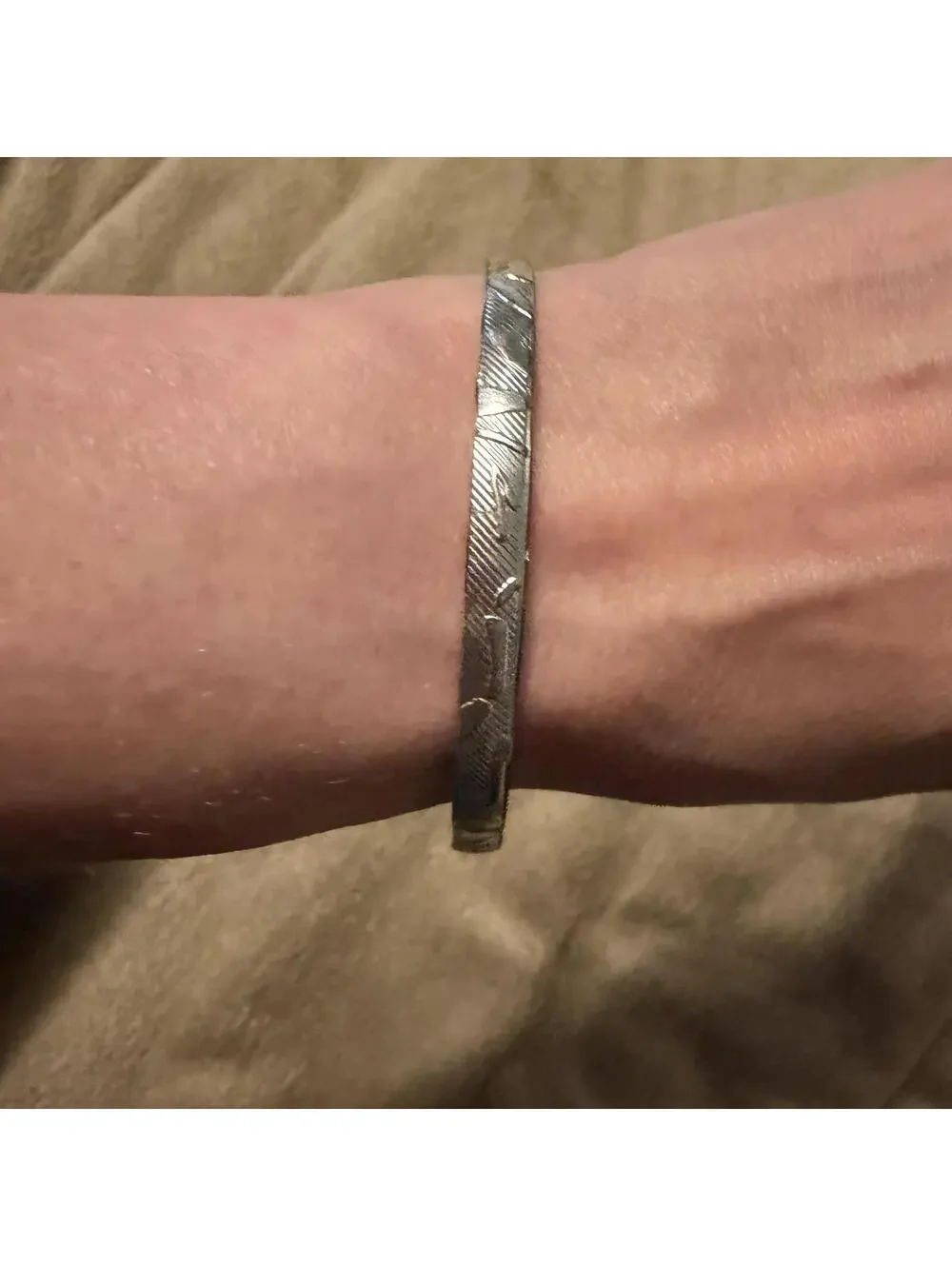 Vintage Silver Engraved Bangle Bracelet